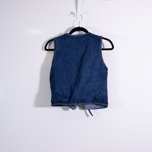 Missguided Tie Detail Open Front Cotton Sleeveless Denim Jean Top Blue Small